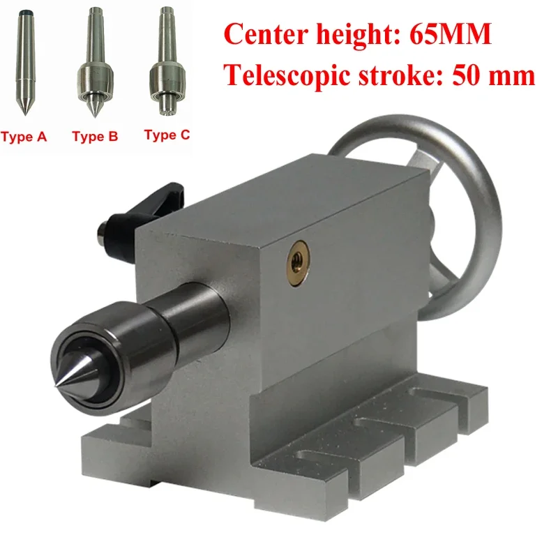 

CNC MT2 Activity Tailstock WIth 3 Heads Center Height 65mm For Router Lathe Machine 4th Rotary Axis Telescopic Stroke 50mm