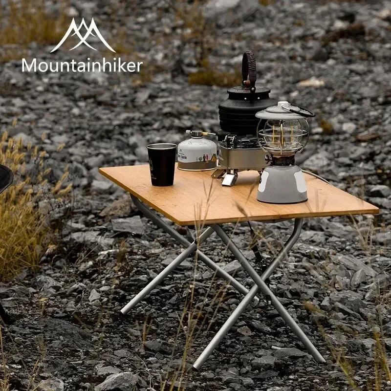 MOUNTAINHIKER 2/3 대나무 접이식 테이블 야외 캠핑 휴대용 빠른 수납 접이식 책상 야외 식탁 피크닉 바베큐 테이블