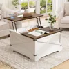 Lift Top Coffee Table with Storage, Square Coffee Table for Living Room with Wireless Charging, Farmhouse Coffee Table 1