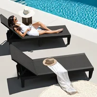Patio Chaise Lounge Chair Set of 2 Outdoor PE Waterproof Adjustable Easy Assembly Lounge Chairs 1