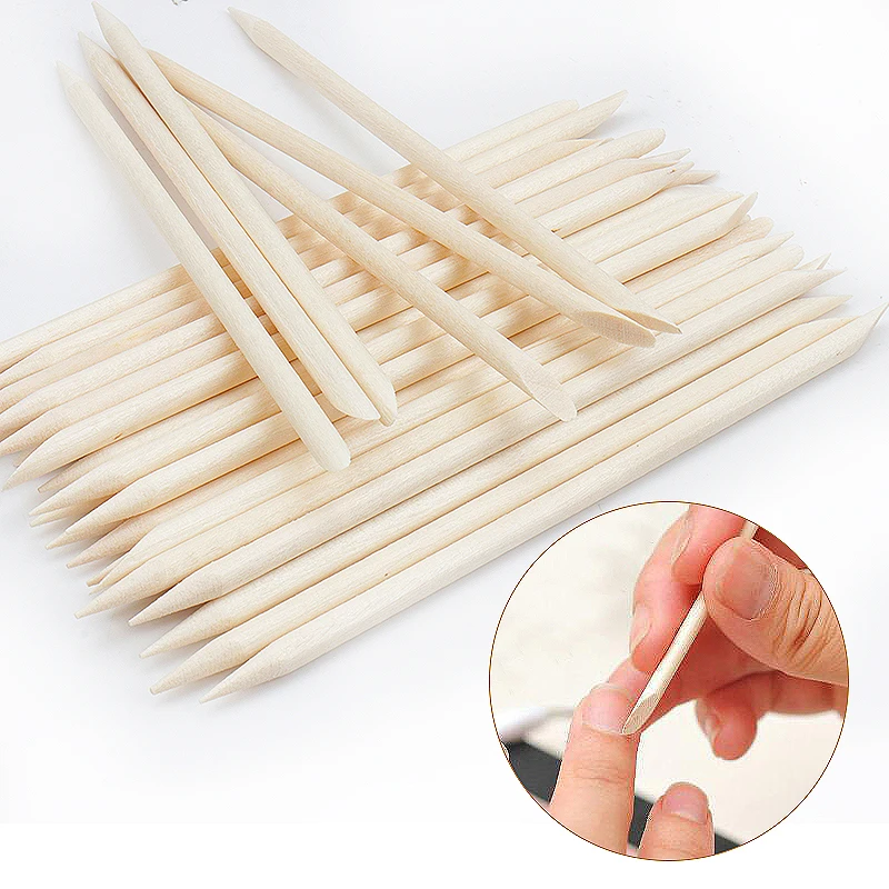 

100PCS/bag Double End Nail Art Wood Stick Cuticle Pusher for Women Lady Remover Pedicure Professional Nail Art Tool Wholesale