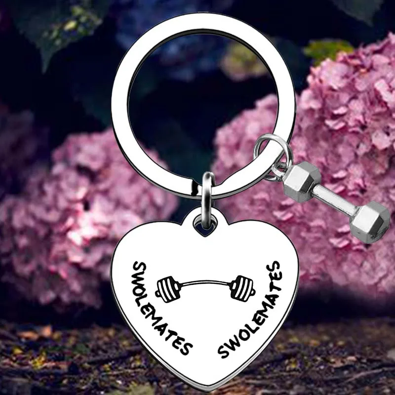

Workout Jewelry Keychain Fitness Gift Weightlifting Key Rings Fitness Couples Friendship Gift