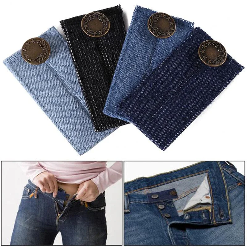 Multi Use Pants Extenders Elastic Extended Buttons Adjustable DIY Denim Clothes  Fastener Jeans Waist Clothes Extension Snap