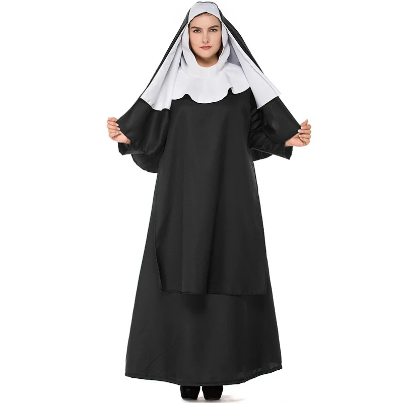 

Women Carnival Church Religious Convent Cosplay Clothes Lady Medieval Catholic Nun Costume Halloween Fancy Party Dress