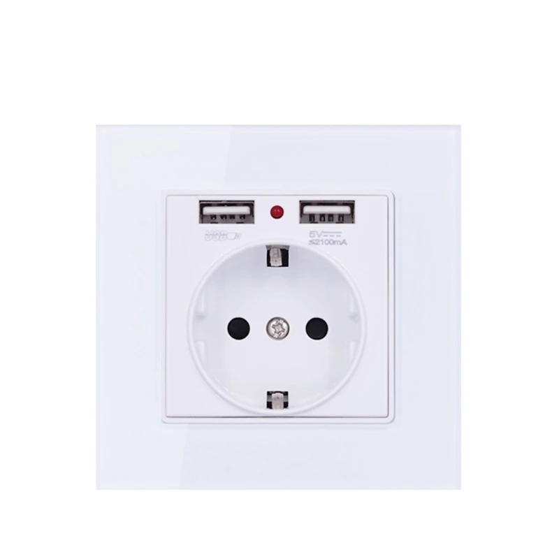 

EU Wall Electrical Power Socket with Dual USB Ports Universal Protector