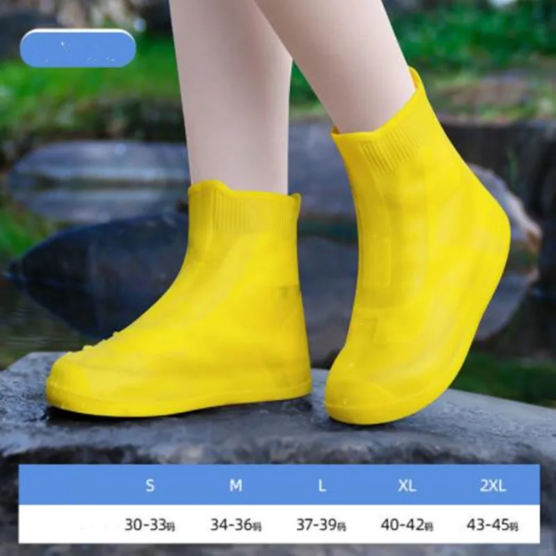 New rain shoe covers, silicone rain boots, waterproof shoe covers, outdoor boots high tube thickened anti-slip, rain shoe cover