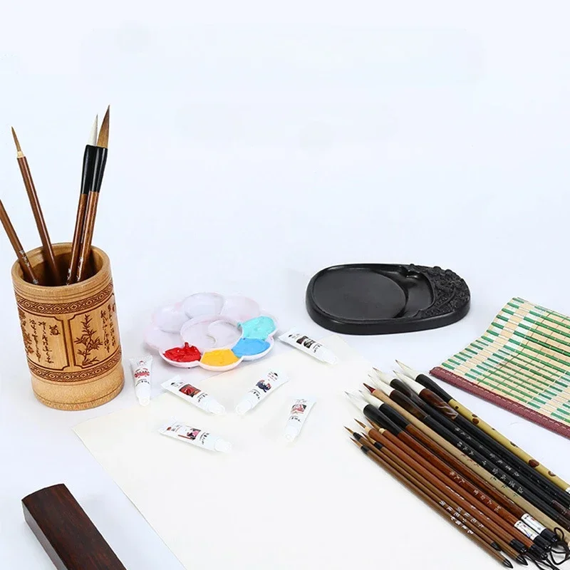 6/9/12/16Pcs Chinese Calligraphy Brushes Set with Roll-up Bamboo Brush Holder Painting Writing Kanji Art Watercolor Brush 4