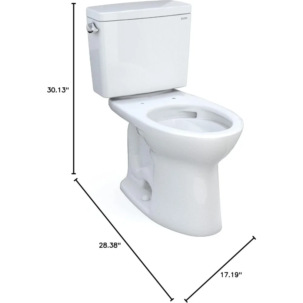 Two-Piece Elongated 1.6 GPF Universal Height TORNADO FLUSH Toilet with CEFIONTECT, Cotton White - CST776CSFG#01 5