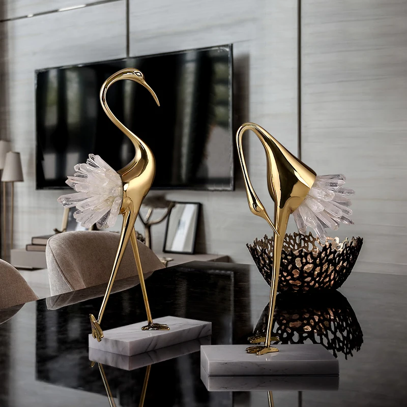 Crystal Swan Brass Body Luxury Crafts Home Living Room House Bedroom Interior Accessories Nordic High-end Animal Art Decorations - Image 4