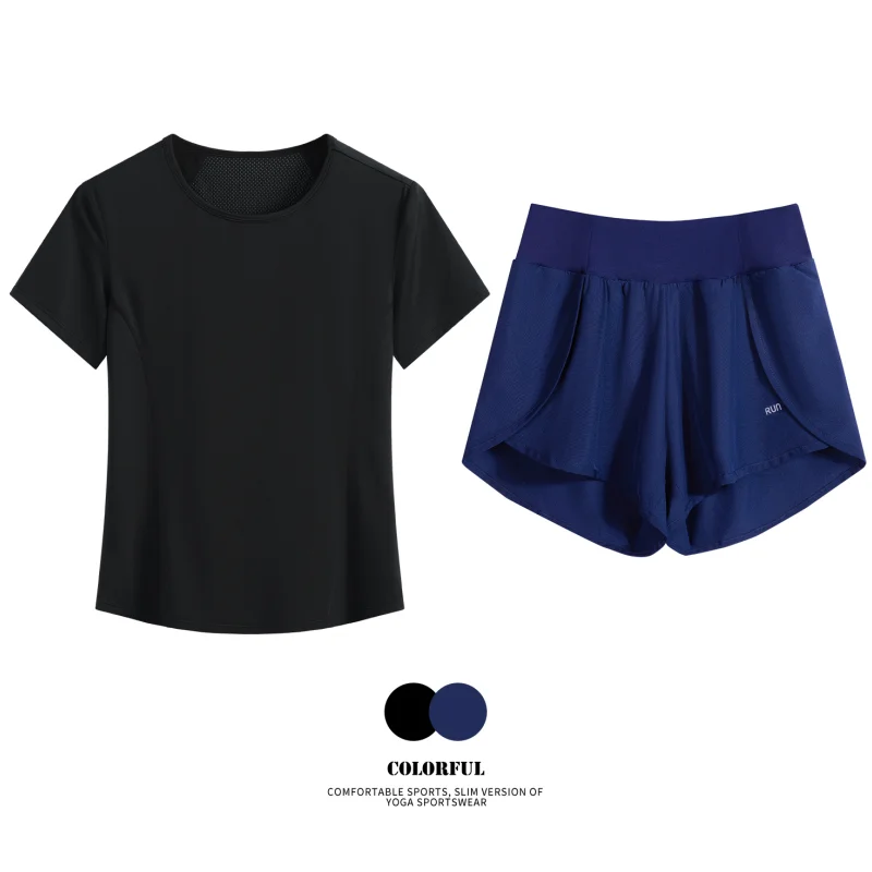 DRUR Women's Tracksuit Sets and Summer 2 Piece Yoga Suit With Lightweight Loose Sport T-Shirt & Shorts Casual Sportswear Outifit 4