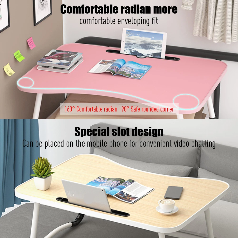 Bed Table Foldable Portable Lap Desk With Storage Drawer Cup Holder 23.6" x 15.7" x 11" For Eating Breakfast On Bed Couch Sofa