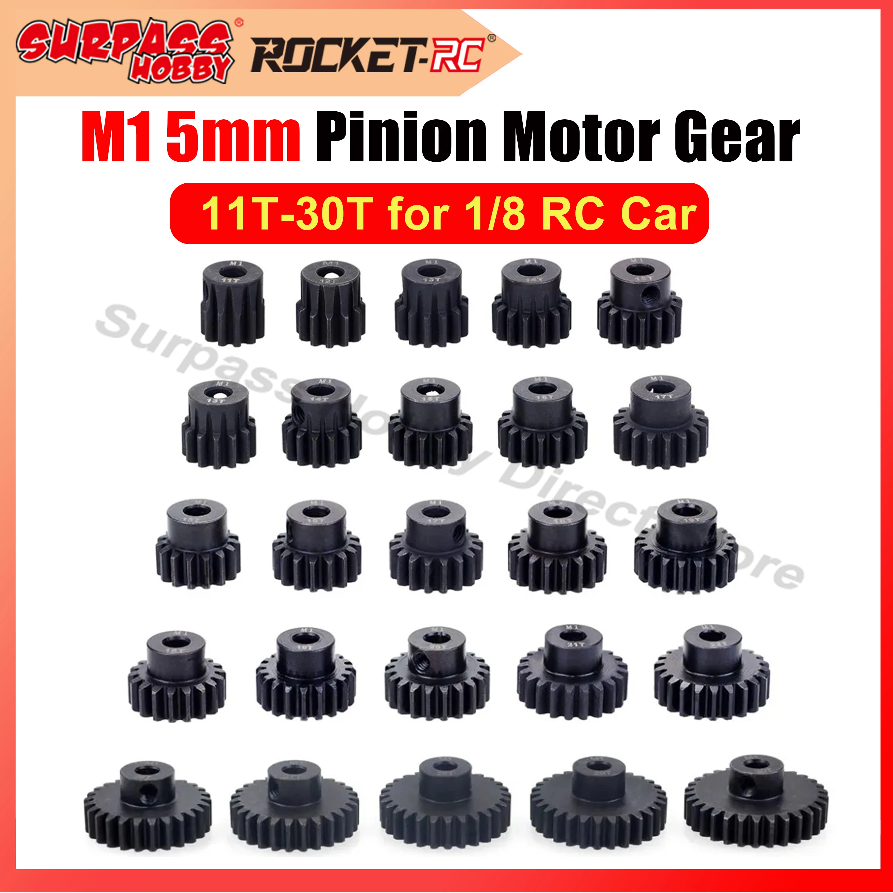 M1 5 мм 11t 12t 13t 14t 15t 16t 17t 18t 19t 20t 21t 22t 23t 24t 25t 26t 27t 28t 29t 30t стальной Шестеренчатый двигатель для радиоуправляемого автомобиля 1/8