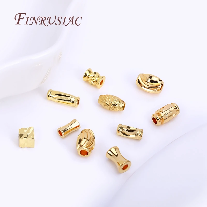 Perline Distanziatrici Per Tubi Placcate In Oro Reale 18 Carati, Perline Per Perline, Perline Ondulate Tagliate Per La Creazione Di Collane Di Braccia