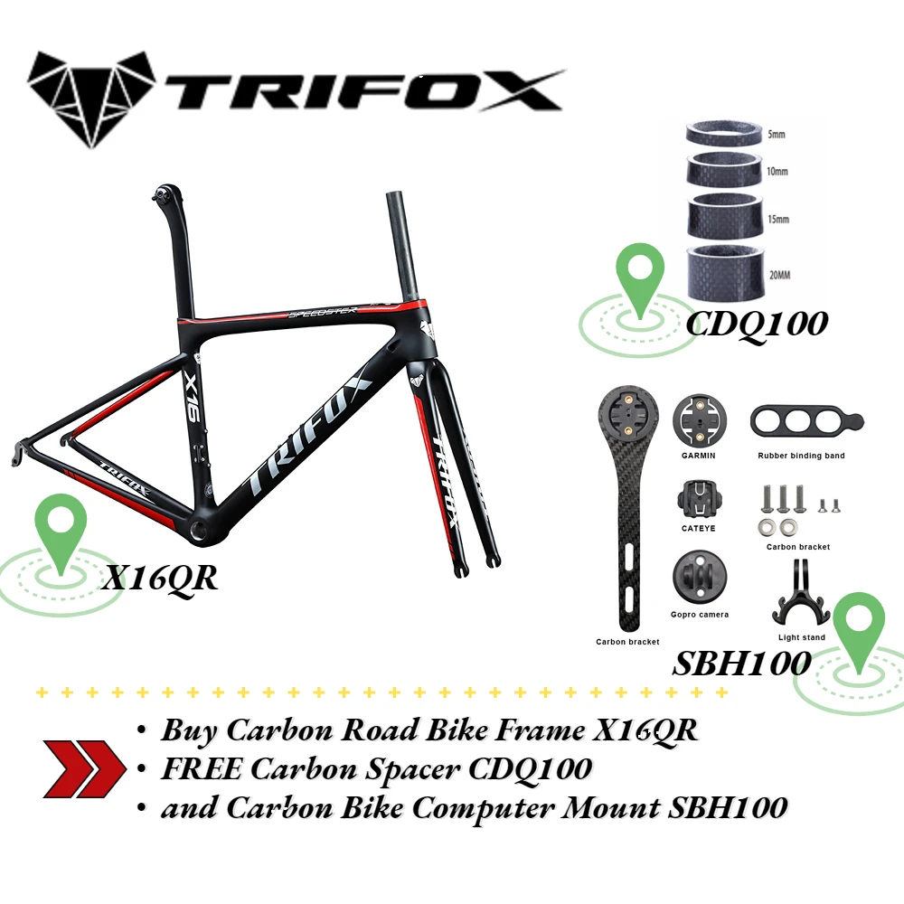 TRIFOXBuyCarbonRoadBikeFrameX16QRFREECarbonSpacerCDQ100and