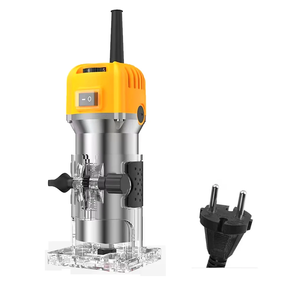6 Speeds Electric Trimmer Wood Engraving Slotting Milling Trimming Machine Versatile Woodworking Router Power Tool EU Plug