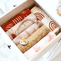 Bamboo Muslin Swaddle Blanket Baby Blankets Newborn Printed Soft Cotton New Born Infant Receiving Wrap 2