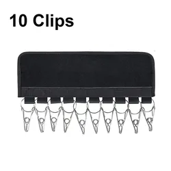 Foldable Rustproof Hanging Rack with 10 Stainless Steel Clips (Black)