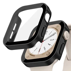 Premium Tempered Glass Screen Protector with Cover for Apple Watch - Straight Edge Design (Matte black 06)