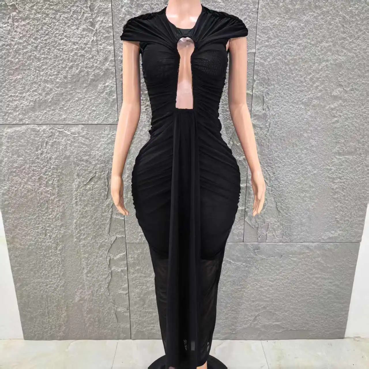 Hot Sale Black Color Women Sleeveless Sexy Keyhole Bodycon Long Dress  Nightclub Party Celebrate Bar Singer Birthday Dress Outfit - AliExpress  200000345