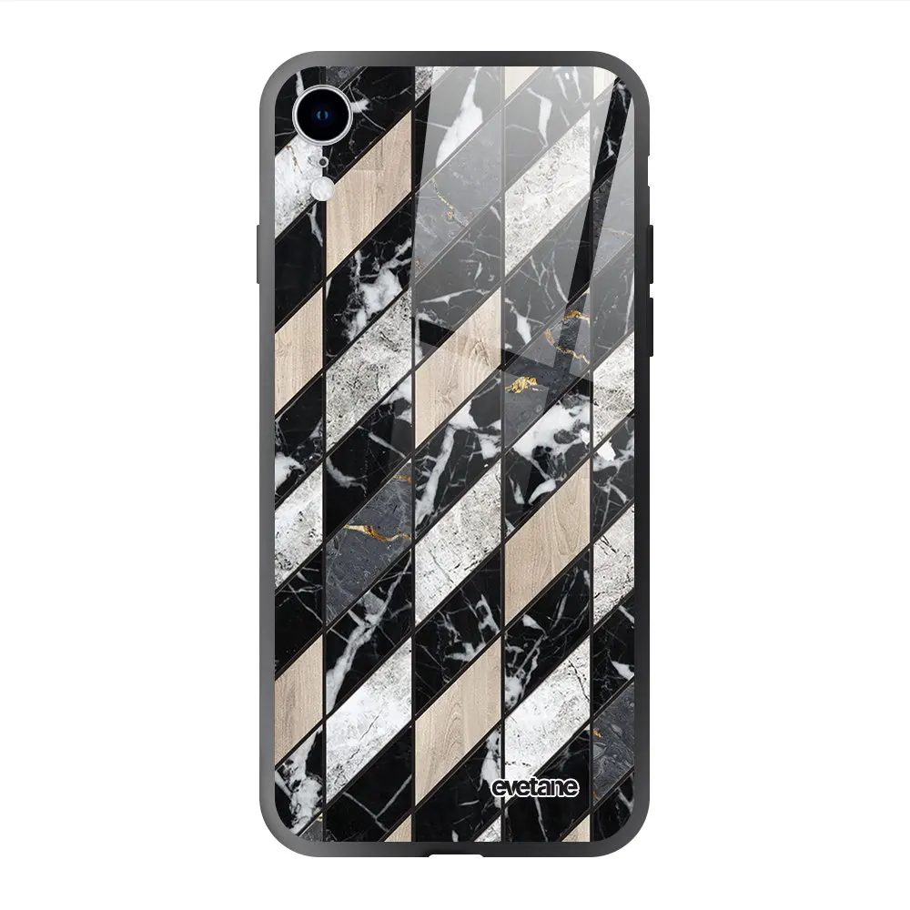 Shell tempered glass iPhone Xr marble gray Beige writing fashionable Design Evetane. | Мобильные телефоны и аксессуары