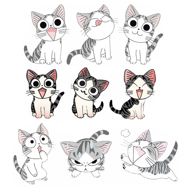 

Clothing Thermoadhesive Patches Cartoon Cute Cat Iron-on Transfers for Clothing Animals Stickers Children's T-shirts Appliques