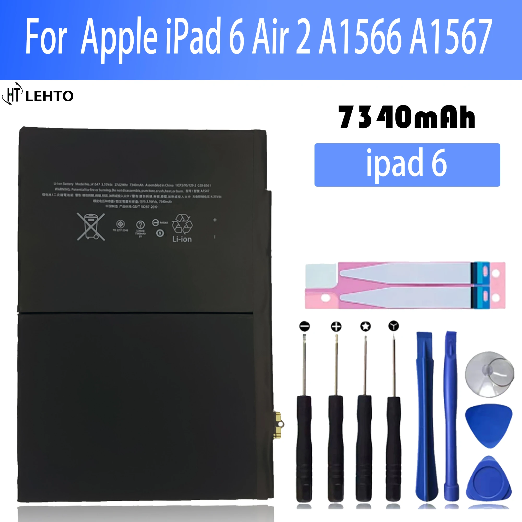 Batteria Per Apple Ipad 6 Air 2 A1893 7340Mah Batteria Di Ricambio Per Ipad 6 Air 2 A1566 A1567