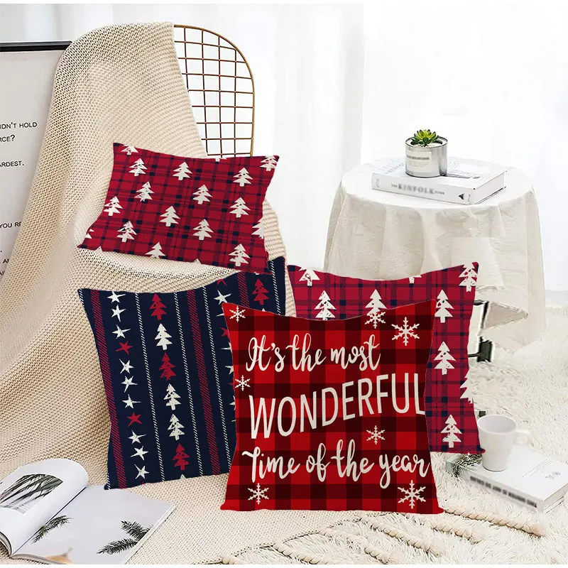 Description Picture 2 of item45cm Cushion Cover Pillowcase Christmas Home Decor Christmas Tree Fawn Snowman  Pillow Case Autumn Decoration Supplies 2024