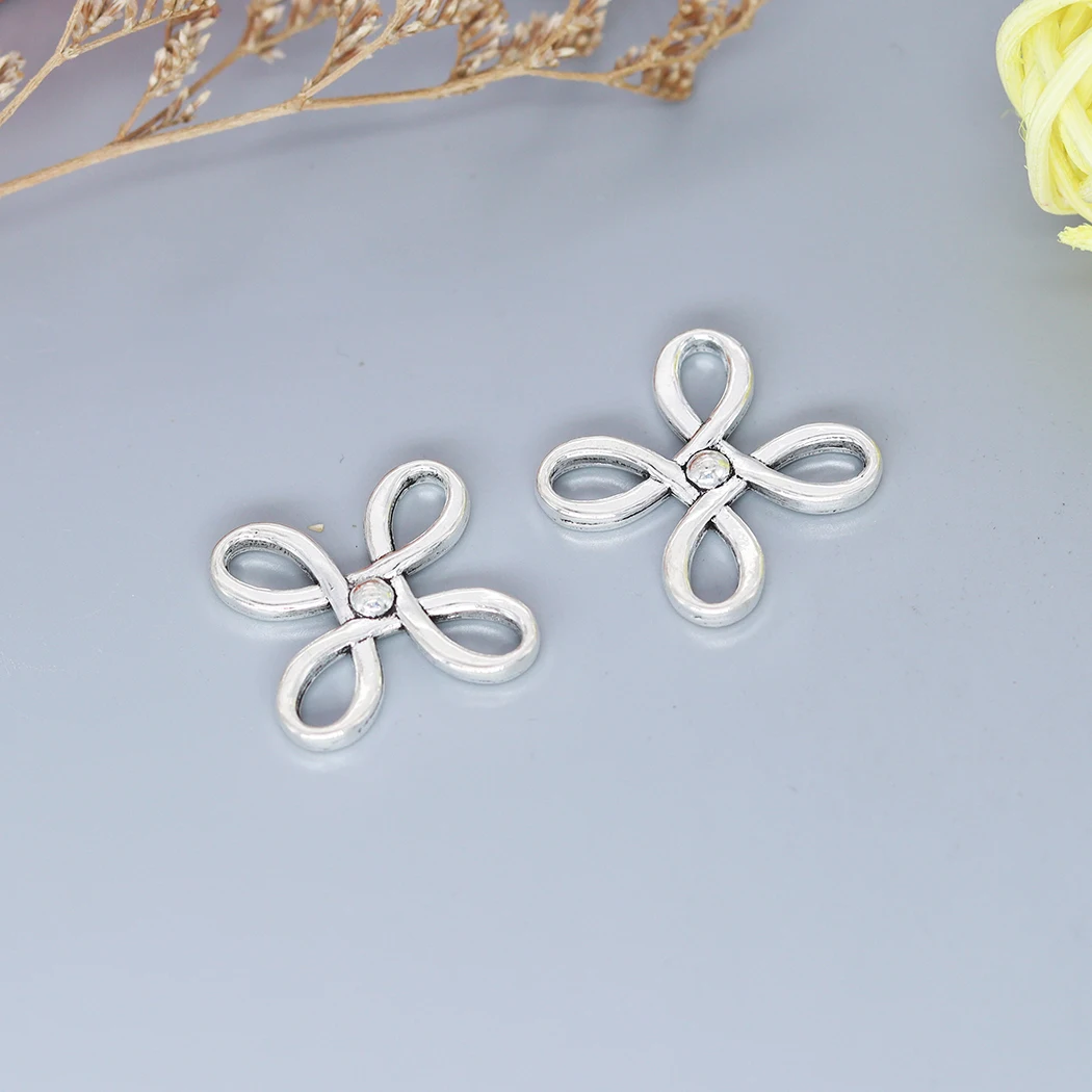 

10PCS Chinese Knot Charms Antique Sliver Antique Bronze Plated Color Charm Pendant For Bracelet Jewelry Findings