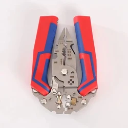Versatile 9 - In - 1 Electrical Stripping and Crimping Tool with Voltage Tester (LTL1013 Red Blue)