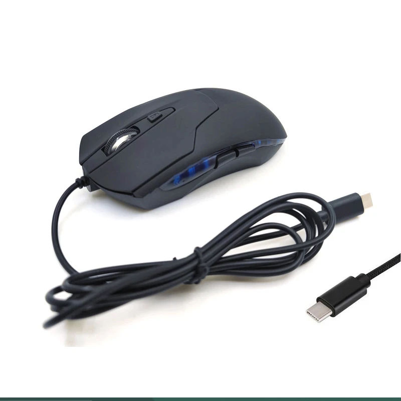 Wired Office Mouse 1600DPI 6-Button Type C And USB Optical Mouse for Desktop Notebook Computer Game