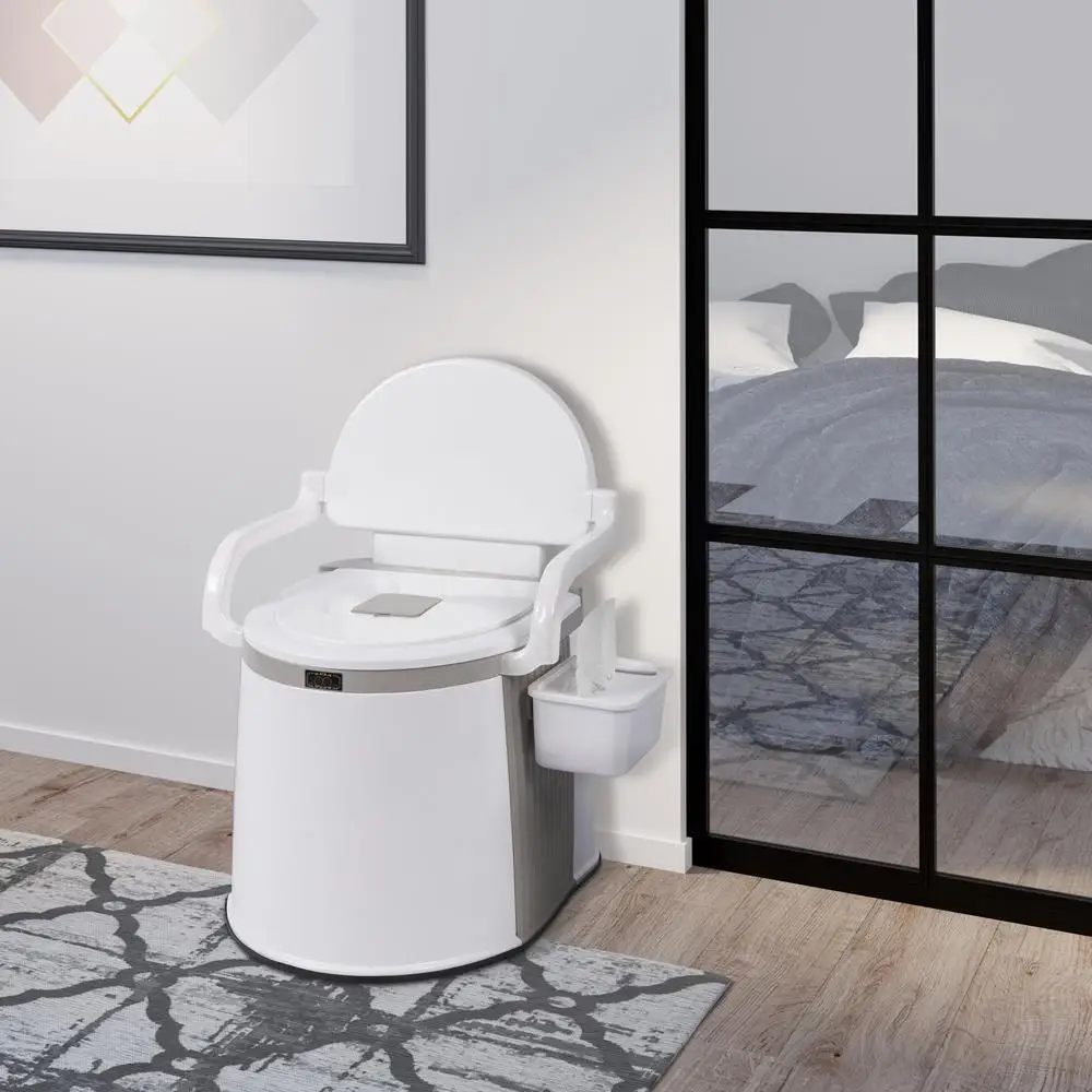 5L Camping Portable Toilet Travel Outdoor/Indoor Commode Potty +Tissue Box