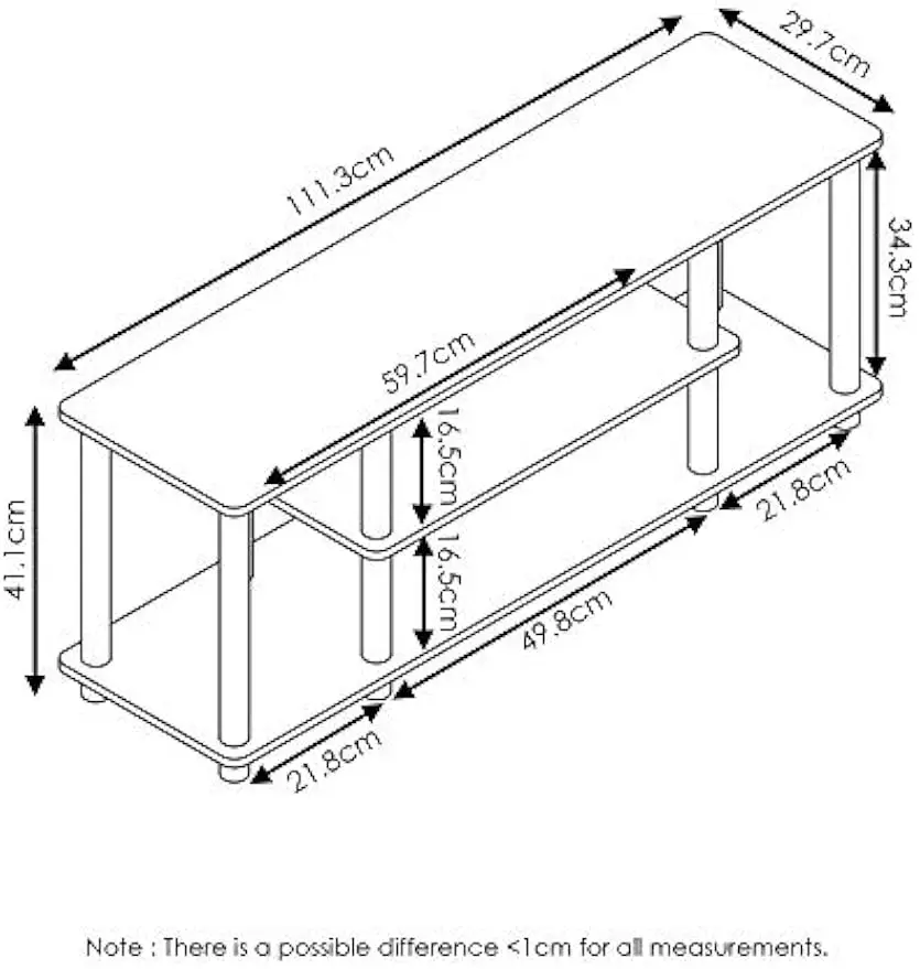 3-Tier No-Tools TV Stand for 50" TVs with Round Tubes + 2 End Tables, Turn-N-Tube Design, Sonoma Oak/White, Simple Assembly
