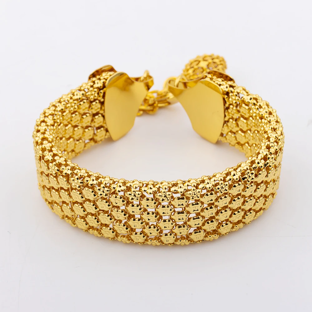 Jewelry Set for Women Chunky Necklace Earrings Dubai Gold Plated Bracelet African Fashion 3Pcs Jewelry for Punk Party Wedding - Image 3