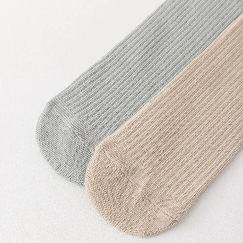 5Pairs Ruffled Edge Baby Calf Socks Baby Lace Trim Long Tube Infant Cotton Stockings Toddle Cotton Cartoon Above Knee Socks