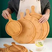 6/7/8/9/10 Inch Bamboo Wooden Pizza Board Round with Handle Pizza Baking Tray Pizza Stone Cutting Board 1
