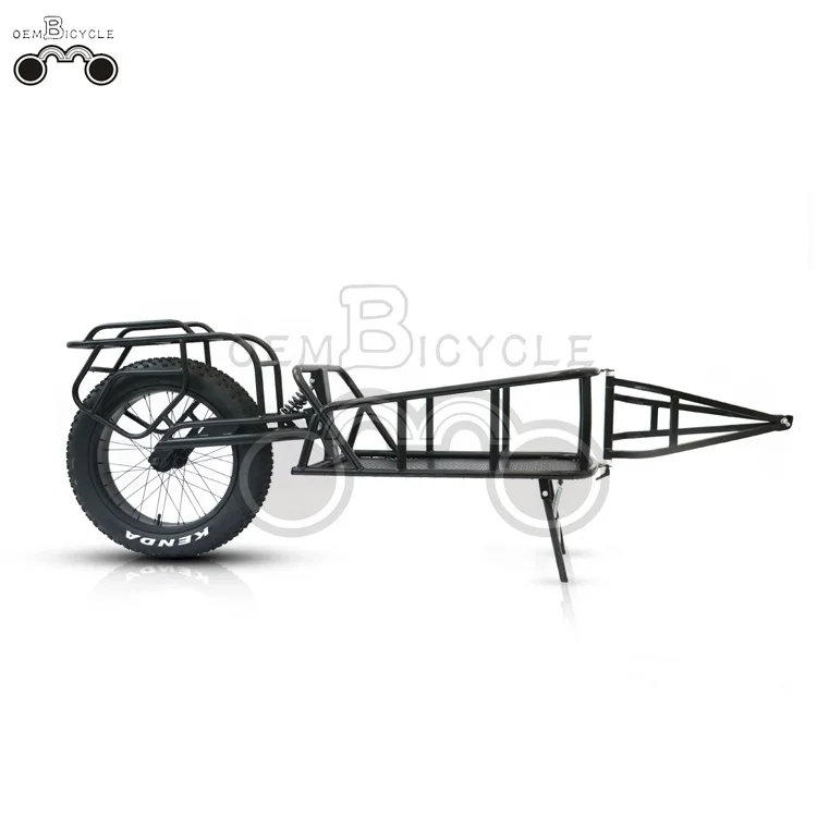 Single Wheel Fat Tire Bicycle Cargo Trailer for Hunting Steel Frame Electric Bike Trailer with Suspension