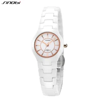 SINOBI Fashin White Ceramic Strap Woman Watches New Top Luxury Stainless S Ladies Quartz Wristwatches High Quality Women's Clock 2