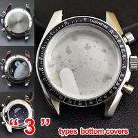 39.7mm stainless steel case fits for VK63 VK63A VK64 movement moon case No sapphire crystal glass case 20mm strap Watch repair