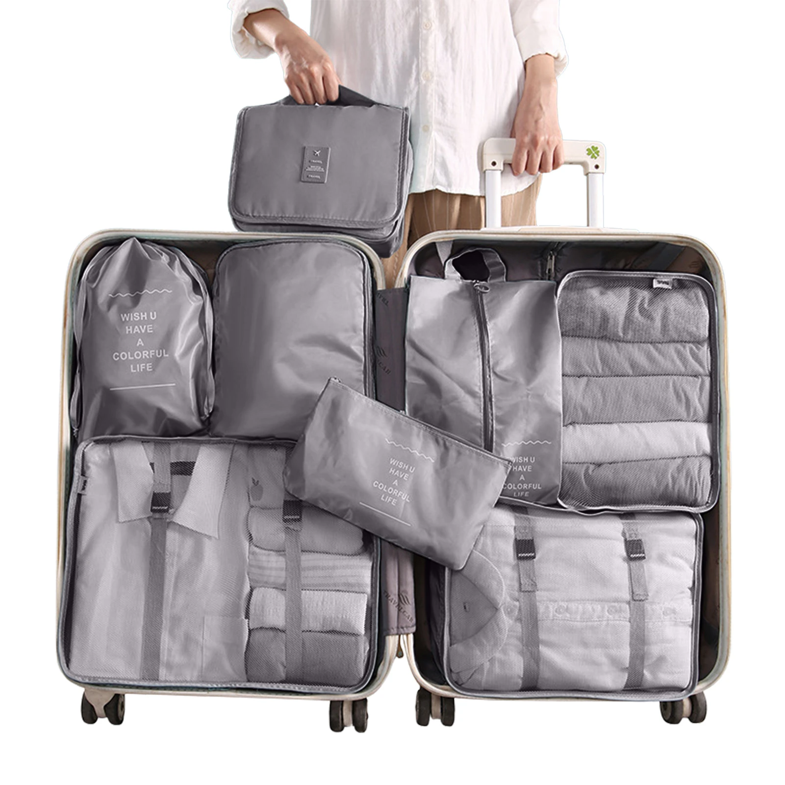 Podróżne pojemniki na walizki z torby kostki do pakowania bagażu dla dzieci  i dorosłych, akcesoria podróżne, organizery do pakowania, zestaw 8 sztuk| |  - AliExpress