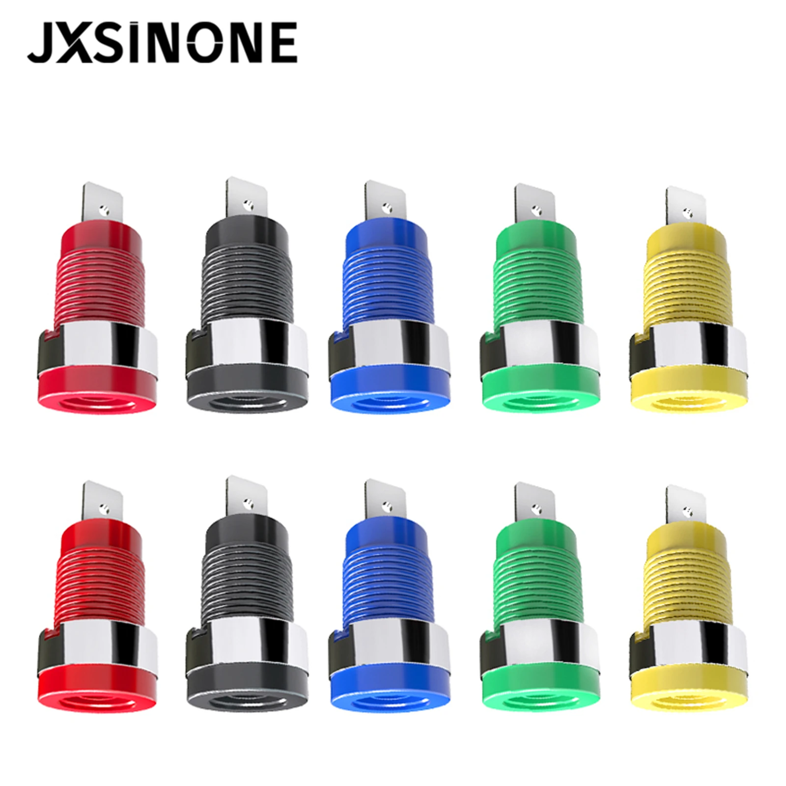 

Штекер JXSINONE P3007, 10 шт./компл., 5 цветов, 4 мм, никелированный