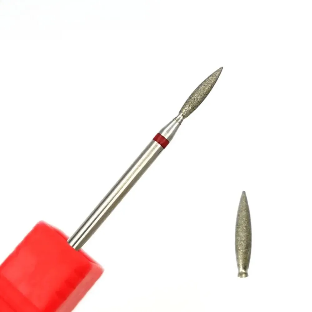 Nail Drill Bits Fine Diamond Nail Drill Bits Flame Shape Russian Mills Cuticle Clean Burr Electric Manicure Drills Nails Accessories