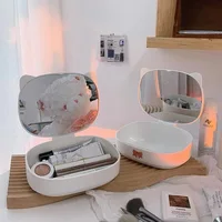 New Storage box with mirror folding makeup mirror Female student dormitory desktop makeup mirror makeup organizer box 1