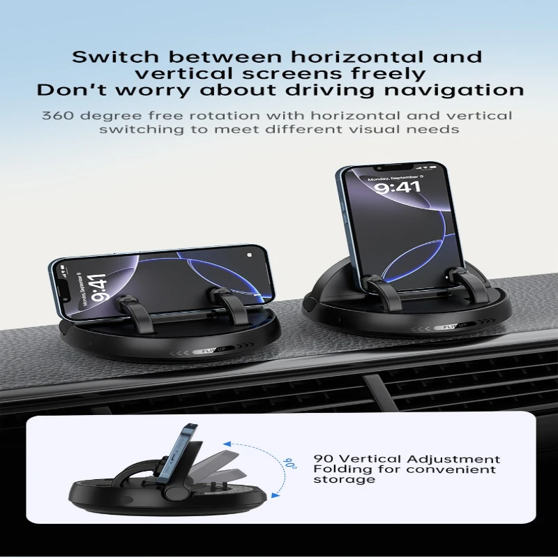 Enhanced Car Dashboard 360-Degree Rotating Phone Holder with Parking Number Plate, Adjustable Dual-Use Design