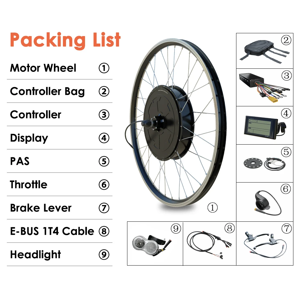 2000W Electric Bike Conversion Kit 1500W Brushless Gearless Rear Hub Motor Drive 26" 700C Mountain Ebike Electric Bicycle Part