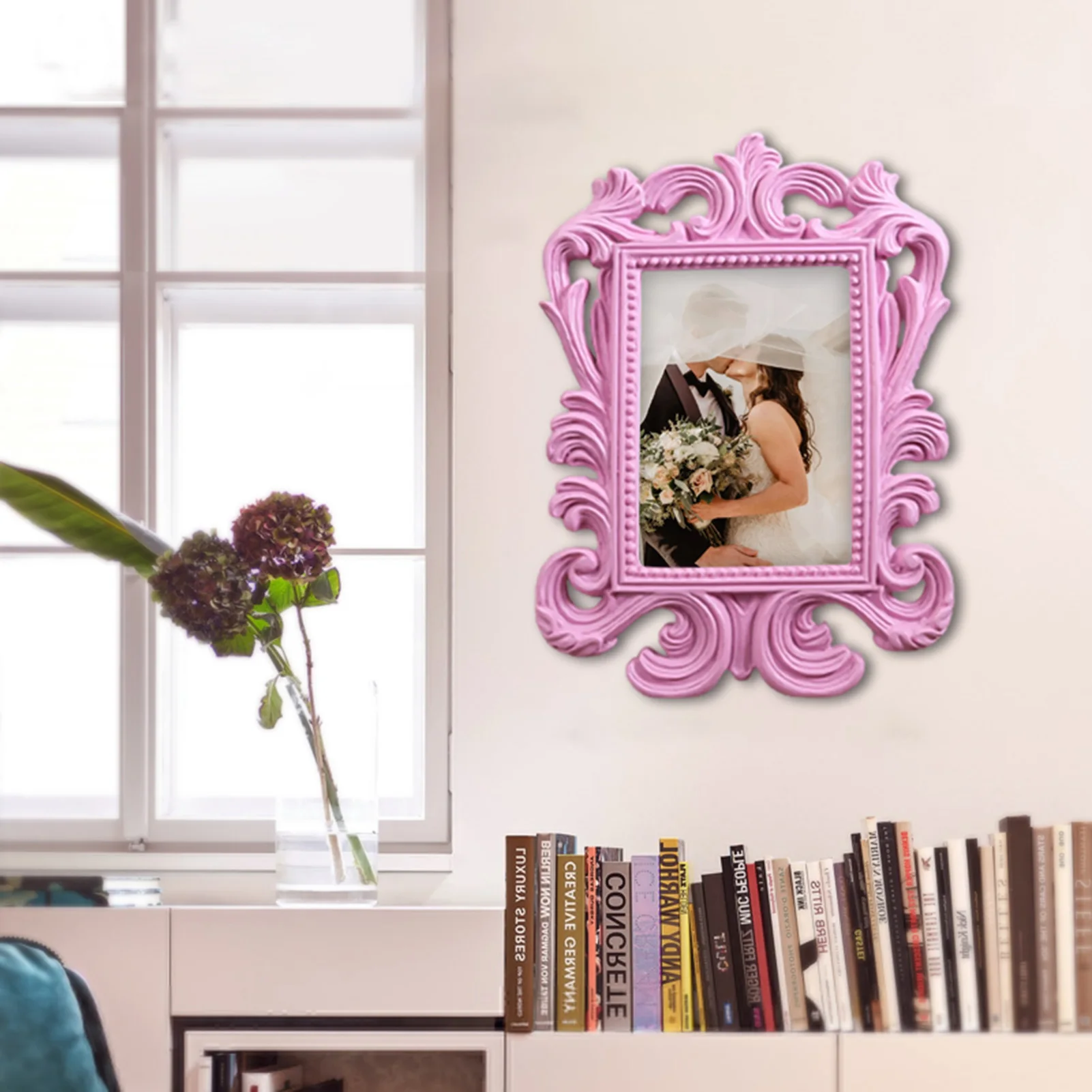 Retro Floral Photo Frame Elliptical Desktop Picture Frame Ornament Small Baroque Photo Holder Prop photo frame wood canvas frame wood photo frame wood frame wood picture frame art frames Wedding Home Decor Gift
