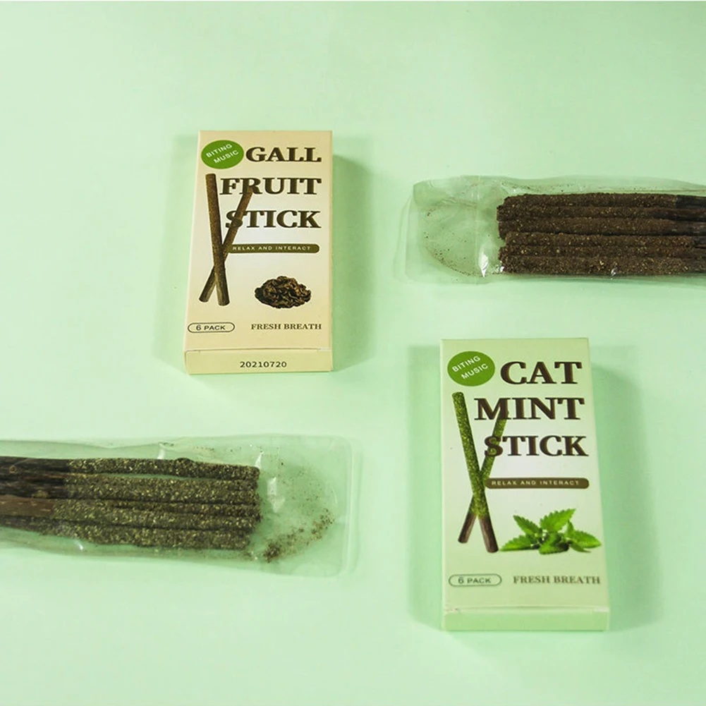 6pcs Cat Molar Toothpaste Sticks Kitten Treating Biting Excited Rods Snacks Toys Cleaning Teeth Supplies Pet Products