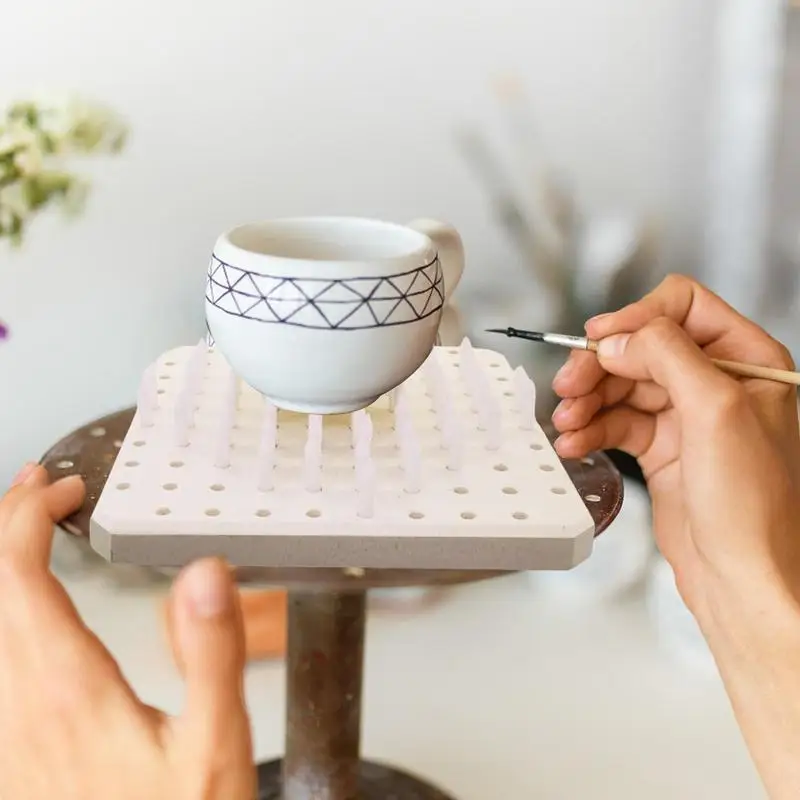 

Pottery Firing Mat Reusable Fireproof Clay Firing Pad Multi Holes Refractory Pad with 60 Supporting Nails for Ceramics Pottery
