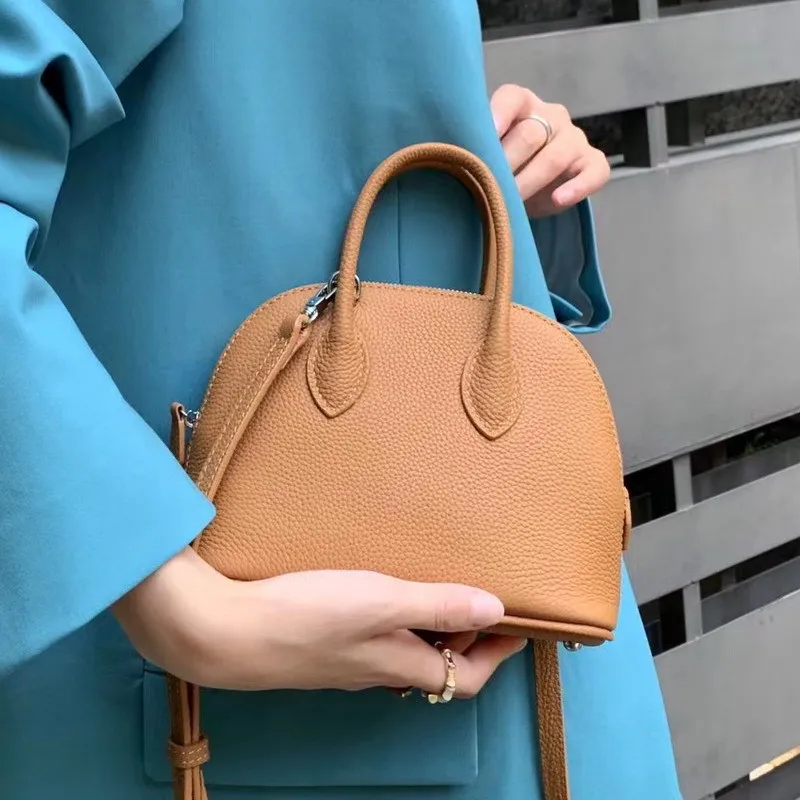 Damen Shell Fashion Rindsleder Kleine Handtasche Einfache Schulter Damen Klassische Umhängetaschen Mehrfarbige Umhängetasche_voghion.com