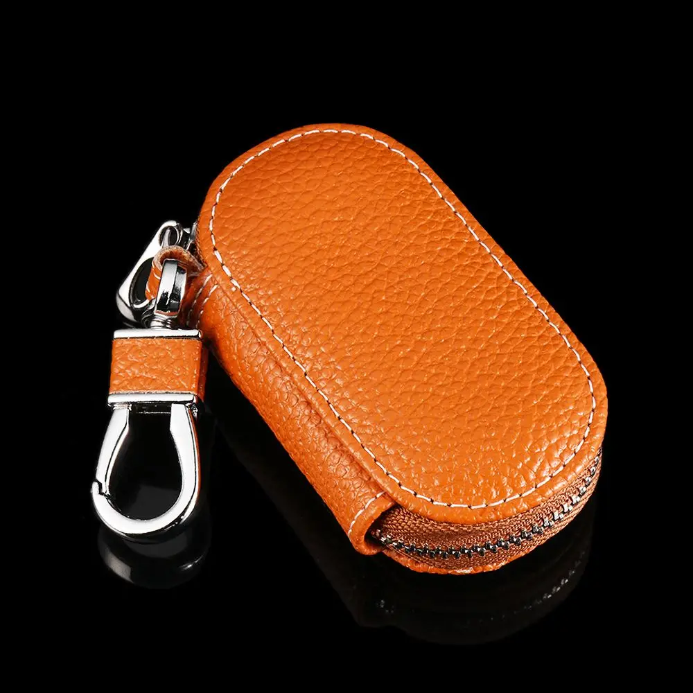 4 Colors Genuine Leather Car Remote Key Wallets Key Bag Keys Zipper Case