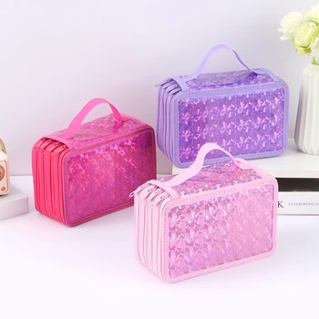 Astuccio lucido con cerniera a quattro strati da 1 pezzo, borsa portatile per cancelleria squisita, astuccio per disegno artistico essenziale per la scuola 1